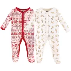 Hudson Baby Baby Cotton Snap Sleep and Play 2pk, Reindeer