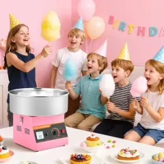 VEVOR Cotton Candy Machine Commercial, 1000W Electric Candy Floss Maker, Easy Use with 15 inch Stainless Steel Bowl and Sugar Scoop, Pink