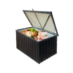 160 Gallon Deck Storage Box, Outdoor Lockable Storage Box,Storage Bin with Lid, Metal Storage Container for Patio Furniture Garden Tools Pool Supplies