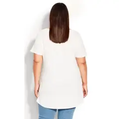 Women's Plus Size Swing Trim Top - white | AVENUE