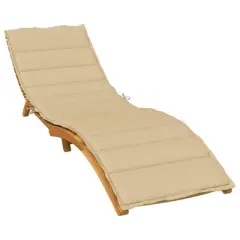 vidaXL Sun Lounger Cushion - Outdoor Patio Sunbed Seat Pad - Melange Beige - Polyester Fabric - 78.7"x23.6"x1.6"