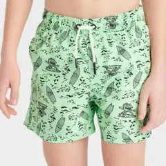 Boys' Monster Animal Printed Swim Trunks - art class&trade; Green