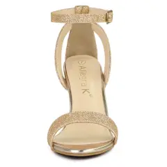 Allegra K Women's Glitter Ankle Strap Stiletto High Heel Sandals