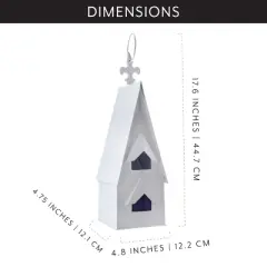 AuldHome Design White Enamel Coated Decorative Birdhouse; Farmhouse Birdhouse for Indoors or Outdoors