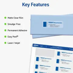 Avery Printable Address Labels with Sure Feed, 1-1/3" x 4", Matte Clear, Permanent Adhesive, Laser & Inkjet, 140 Blank Mailing Labels (8124)