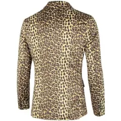 Lars Amadeus Men's Vintage Leopard Print Luxury Notched Lapel Slim Fit Fashion Stylish Jacket Blazer