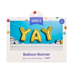"Yay" Foil Balloon Banner Gold - Spritz&trade;