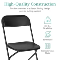 Best Choice Products Set of 4 Folding Stacking Plastic Chairs w/ Non-Slip Feet, 350lb Capacity