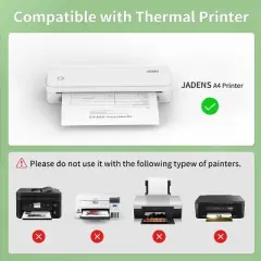 JADENS Quick-Dry Folded Thermal Paper for PD-A4 Printer, Letter-sized, 200 sheets