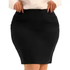 Agnes Orinda Women's Plus Size High Waist Stretch Office Work Bodycon Pencil Skirt