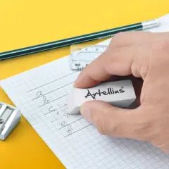 Artellius White Erasers Pack of 100 - Large Size Latex & Smudge Free - Bulk School Supplies for Classrooms,