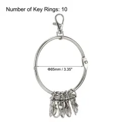 Unique Bargains 3.4 Inch Dia Key Organizer Keychain Key Management Holder with 10 Buckle Ring for Office Silver 1pcs