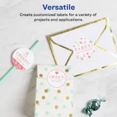 Avery Printable Round Labels with Sure Feed, 2" Diameter, Glossy White, 60 Customizable Labels (22817)