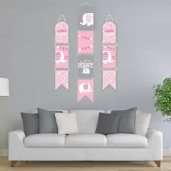 Big Dot of Happiness Pink Elephant - Hanging Vertical Paper Door Banners - Girl Baby Shower or Birthday Party Wall Decoration Kit - Indoor Door Decor