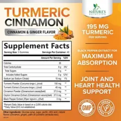 Turmeric Curcumin Gummies 95% Curcuminoids Cinnamon, Ginger, Black Pepper Extract Max Absorption Joint Supplement - 120 Gummies By Nature's Nutrition