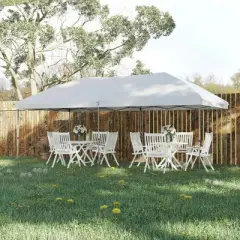 Resenkos Backyard Garden Canopy, Camping Canopy Screen Tent,10' x 19' Pop Up Canopy with Easy Up Steel Frame, 3-Level Adjustable Height and Carrying