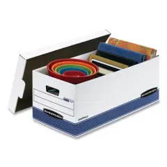 Bankers Box STOR/FILE Medium-Duty Storage Boxes, Letter Files, 12.88" x 25.38" x 10.25", White/Blue, 12/Carton