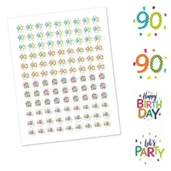Big Dot of Happiness 90th Birthday - Cheerful Happy Birthday - Ninetieth Round Candy Sticker Favors - Labels Fits Chocolate Candy (1 sheet of 108)