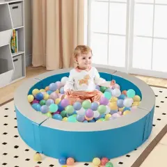 Costway 44.5" x 10" Baby Ball Pit Detachable Foam Ball Pit with 50 Colorful Ocean Balls Blue/Pink