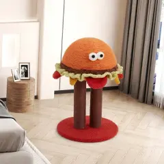 EROMMY 18.5" Hamburger Cat Tree, Cute Cat Scratcher With Dual Natural Durable Sisal Scratching Posts, Sisal Cat Scratcher Post For Indoor
