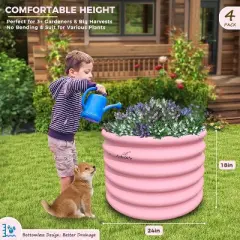 Anybear 4-Pack 24x24x18in Blush Pink Kids Round Garden Bed