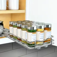 Lynk Professional Slide Out Spice Rack Upper Cabinet Organizer - 6" Wide: Chrome-Plated Kitchen Storage, Pull Out System