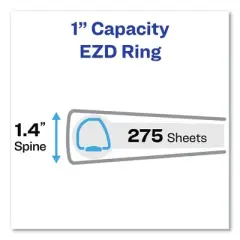 Avery Durable Non-View Binder with DuraHinge and EZD Rings, 3 Rings, 1" Capacity, 11 x 8.5, Black, (8302)