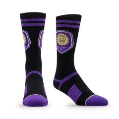 MLS Orlando City SC Premium Knit Crew Socks: Cushioned Heel & Toe, Midweight Fabric