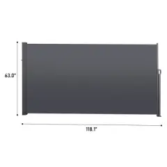 Gulches 118.1"*62.99" Retractable Side Screen Awning, UV Resistant, Waterproof, Patio Privacy Screen for Garden, Balcony, Courtyard(Dark Gray)
