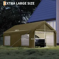 GustoWave 10x20 FT Waterproof UV-Resistant Heavy-Duty Canopy Carport