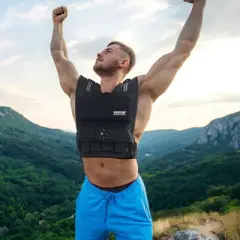 VEVOR Adjustable Weighted Vest, 35lb Weight Vest with Iron Weights, Shoulder Pad, and Reflective Stripe, Body Weight Vest Exercise Set for Men Women