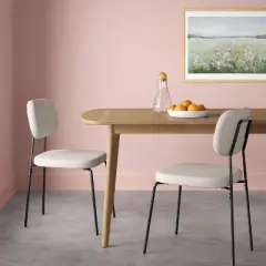 Set of 2 Upholstered with Metal Base Dining Chair Chairs Cream Boucle - Room Essentials&trade;