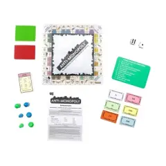 University Games Anti-Monopoly Game Travel Tin Board Game: 2-6 Players, 20-60 Minutes Play, Includes Dice & Cards