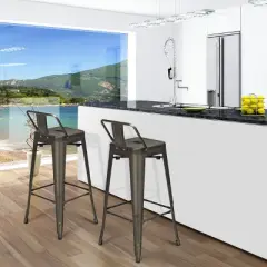 Tangkula Set of 4 Metal Bar Stools 30" Industrial Height Chair Low Back