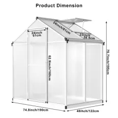 Heavy Duty Greenhouse for Outdoors with Doors and Adjustable Roof Vent Windows, Walk-in Large Sunhouse for Backyard Gardening