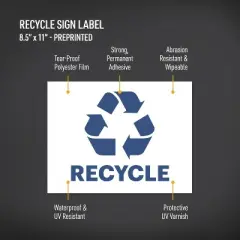 Avery Recycle Stickers, Blue Recycle Signs for Bins, Containers, Trash Cans and Walls, Waterproof, UV Resistant, Preprinted, 8-1/2" x 11", 2 Total