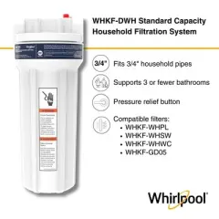 Whirlpool 10" x 2.5" Standard Whole House Water Filter Housing, Stainless Steel 3/4" Inlets, WHKF-DWH