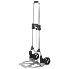 Magna Cart Personal 160lb Capacity MCI Folding Steel Luggage Hand Truck Cart w/ Telescoping Handle, Silver/Black (2 Pack)
