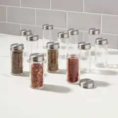 2oz 12pk Round Spice Jar Set - Threshold&trade;: Glass Condiment Servers, Hand Wash, Traditional Style, Clear, 2.7 Volume Capacity