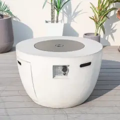 Moda Furnishings 23.8'' H x 36'' W Magnesium Oxide Propane Outdoor Fire Pit Table with Lid