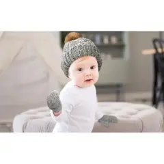 Rising Star Baby Girls and Boys Hat with mittens set, Winter Set for infants Ages 0-24 months