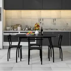Costway 5 Piece Dining Set Table 30.0" And 4 Chairs Home Kitchen Room Breakfast Furniture Black