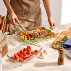 Sorbus 8-Piece Deep Glass Baking Dish Set with Lids - Versatile, Durable, Oven-Safe, & Dishwasher-Safe for Easy Baking, Storing, & Serving