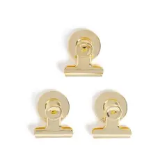 U Brands 3ct Magnetic Bulldog Clips Gold: Fridge & Locker Magnets, Metal Stationery Clips, Office Fasteners