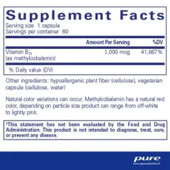 Pure Encapsulations Methylcobalamin 1,000 mcg - Vitamin B12 Supplement to Support Memory & Nerve Health - Premium Vitamin B12 Capsules
