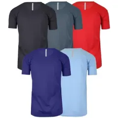 Galaxy By Harvic Men's Short Sleeve Moisture-Wicking Quick Dry Performance Crew Neck Tee- 5 Pack