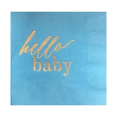 Paper Frenzy Hello Baby Cocktail Beverage Napkins - Boy Girl or Gender Neutral - 25 pack