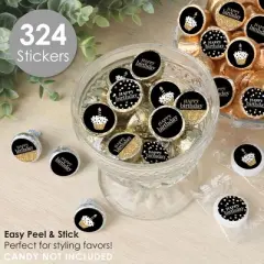 Big Dot of Happiness Adult Happy Birthday - Gold - Birthday Party Small Round Candy Stickers - Party Favor Labels - 324 Count