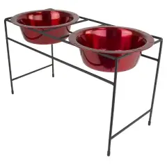 Platinum Pets Candy Apple Red Modern Double Cat Diner - 1 cup