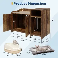 Cat Litter Box Enclosure Furniture, Hidden Litter Box Cabinet, Indoor Wooden Cat Washroom with Storage, Pet House